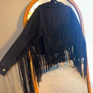 Black Fringe Jean Jacket